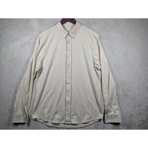 Rhone Commuter Shirt Mens Large Tan White Checkerboard Performance Slim Fit 118$